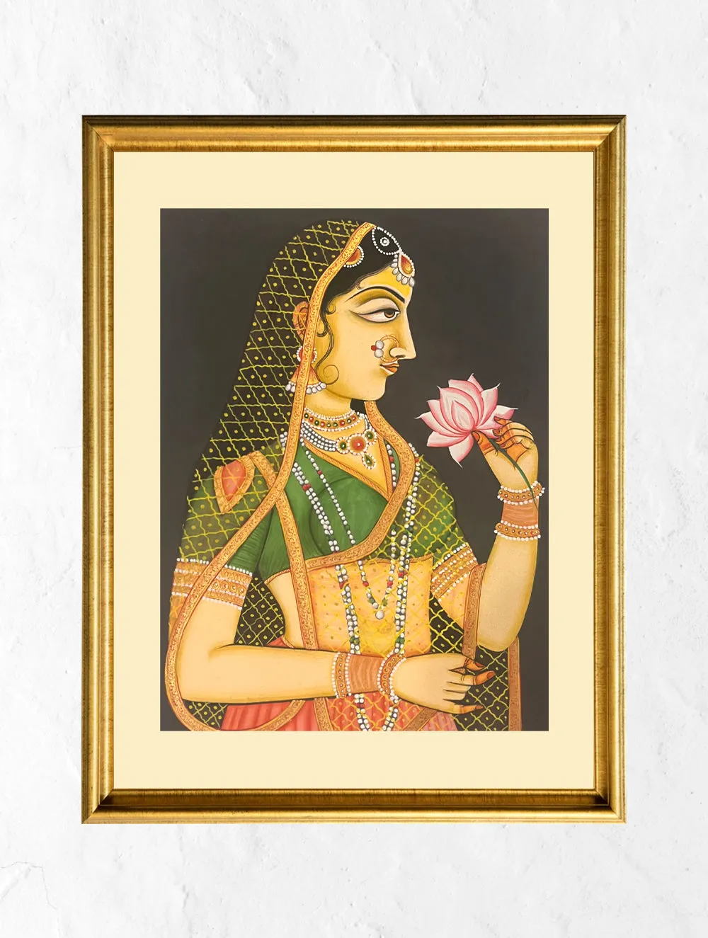 Miniature Art Painting - Princess & Lotus