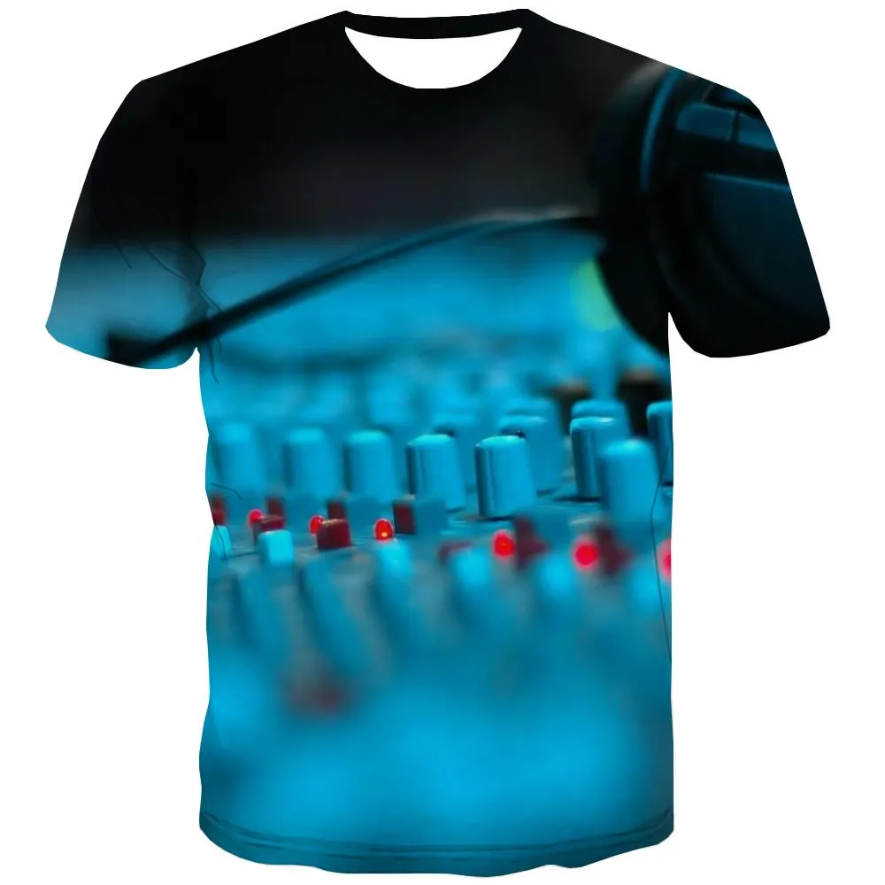 Music T shirts Men Instrument Tshirts Novelty Retro Tshirt Printed Electronic T-shirts Graphic