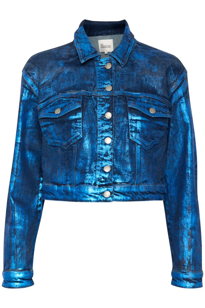 My Essential Wardrobe Aspen Short Jacket in Dark Blue Glitter