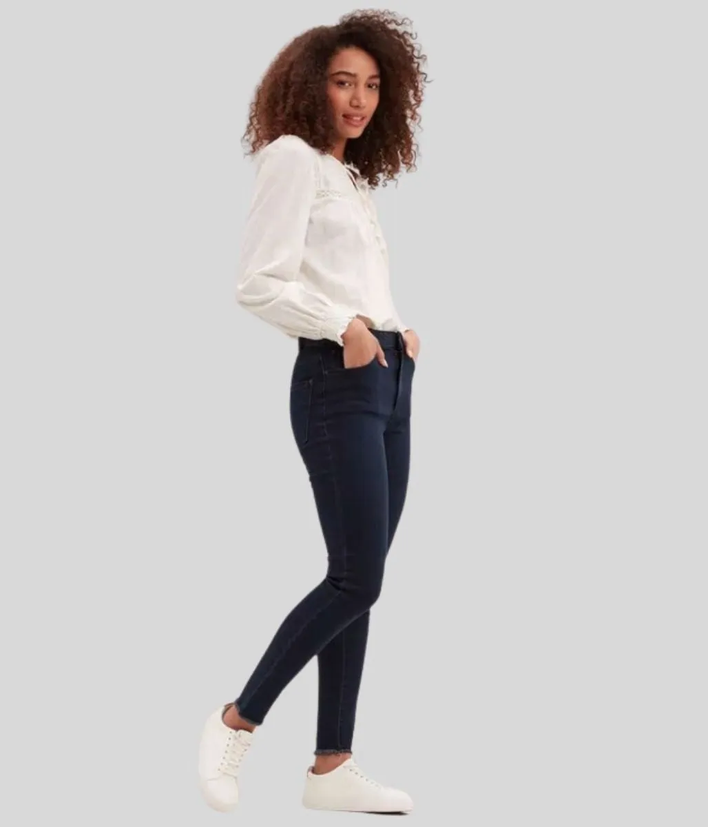 Navy Alex Raw Hem Skinny Jeans