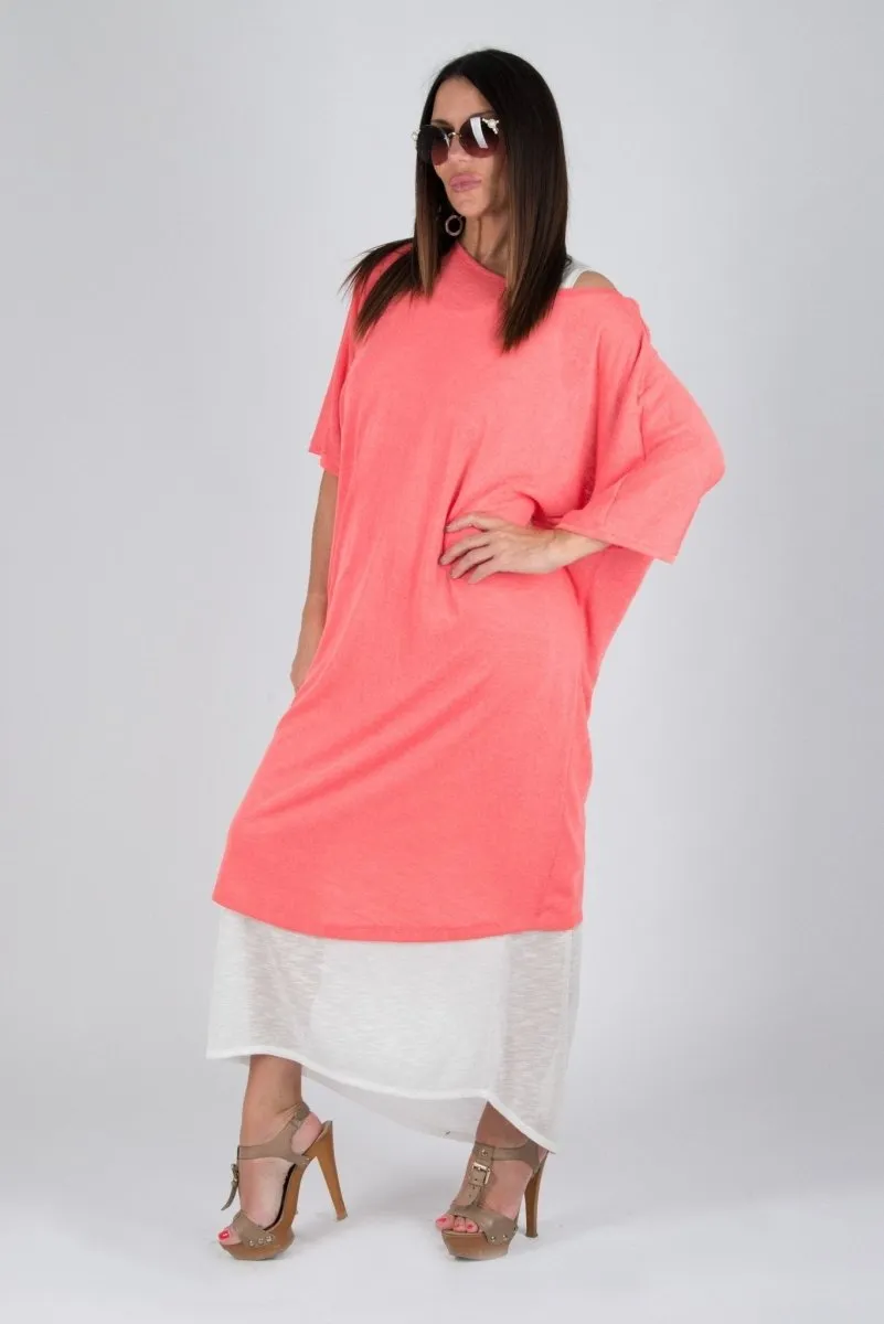 ODILE Coral Summer Dress in 2 parts on SALE