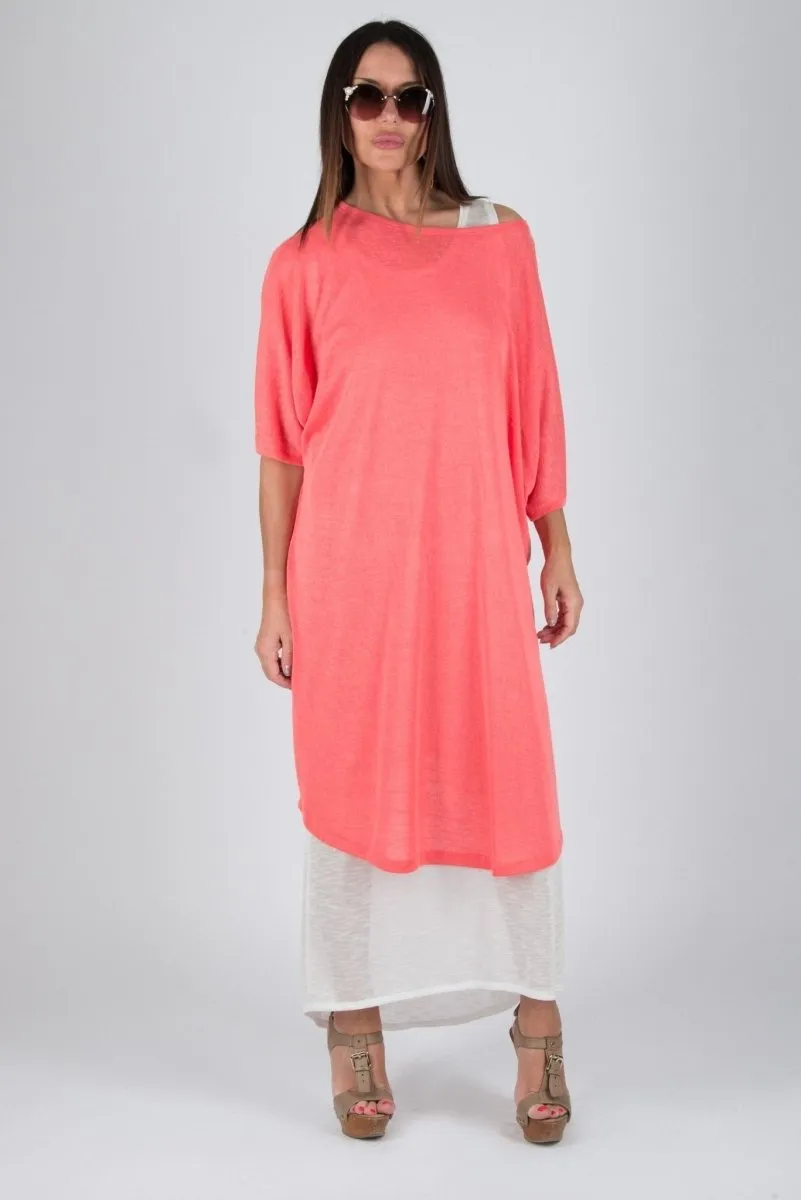 ODILE Coral Summer Dress in 2 parts on SALE