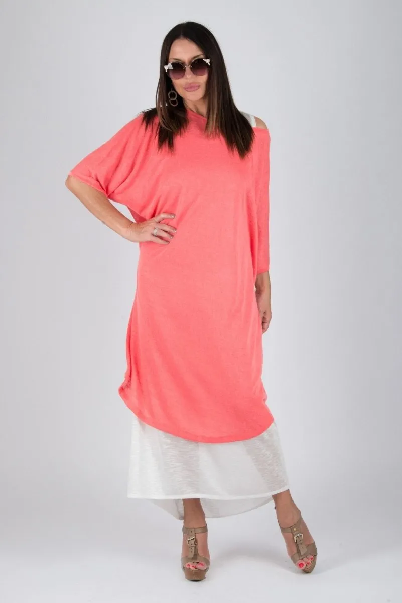 ODILE Coral Summer Dress in 2 parts on SALE