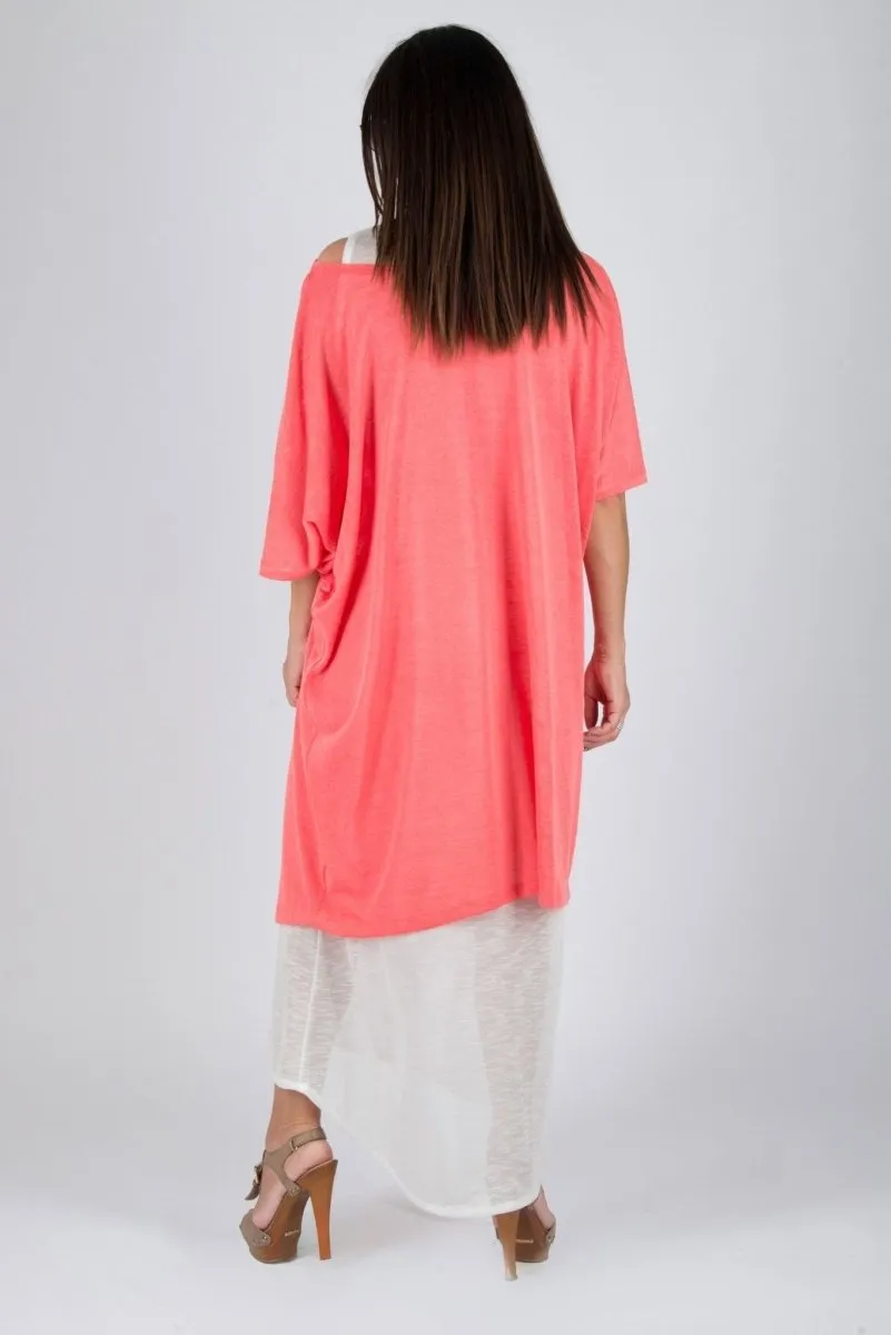 ODILE Coral Summer Dress in 2 parts on SALE