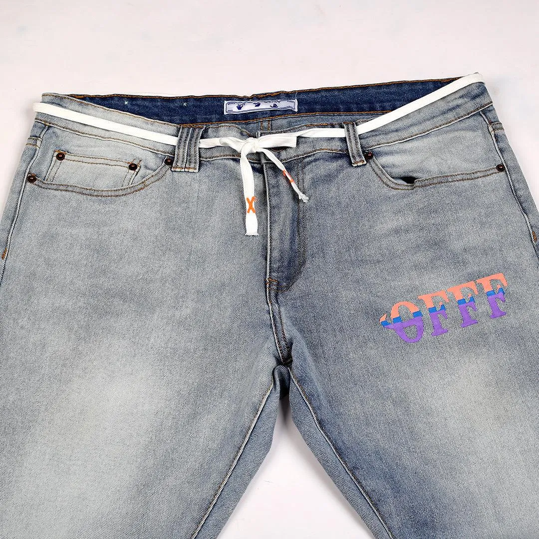 Off Authentic Double Arrow Logo Designed Denim Jean