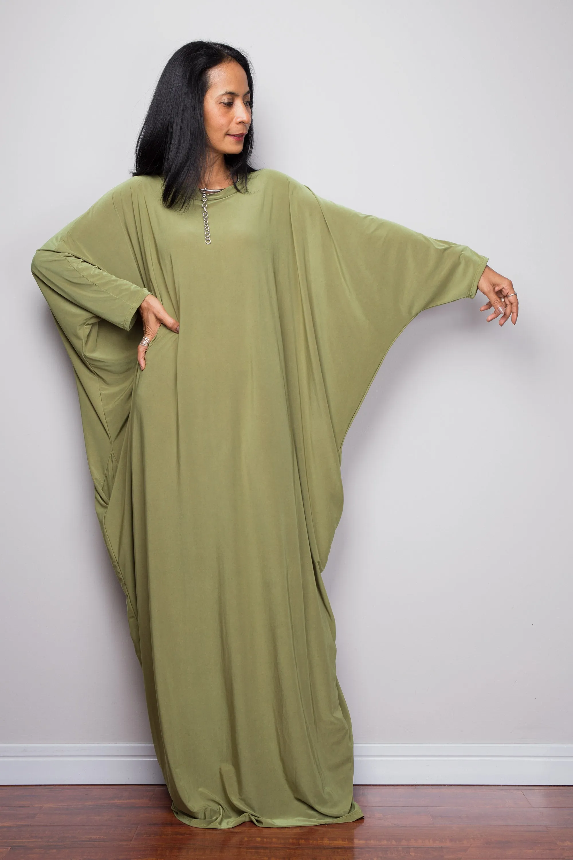 Olive Green Modest Kaftan Dress