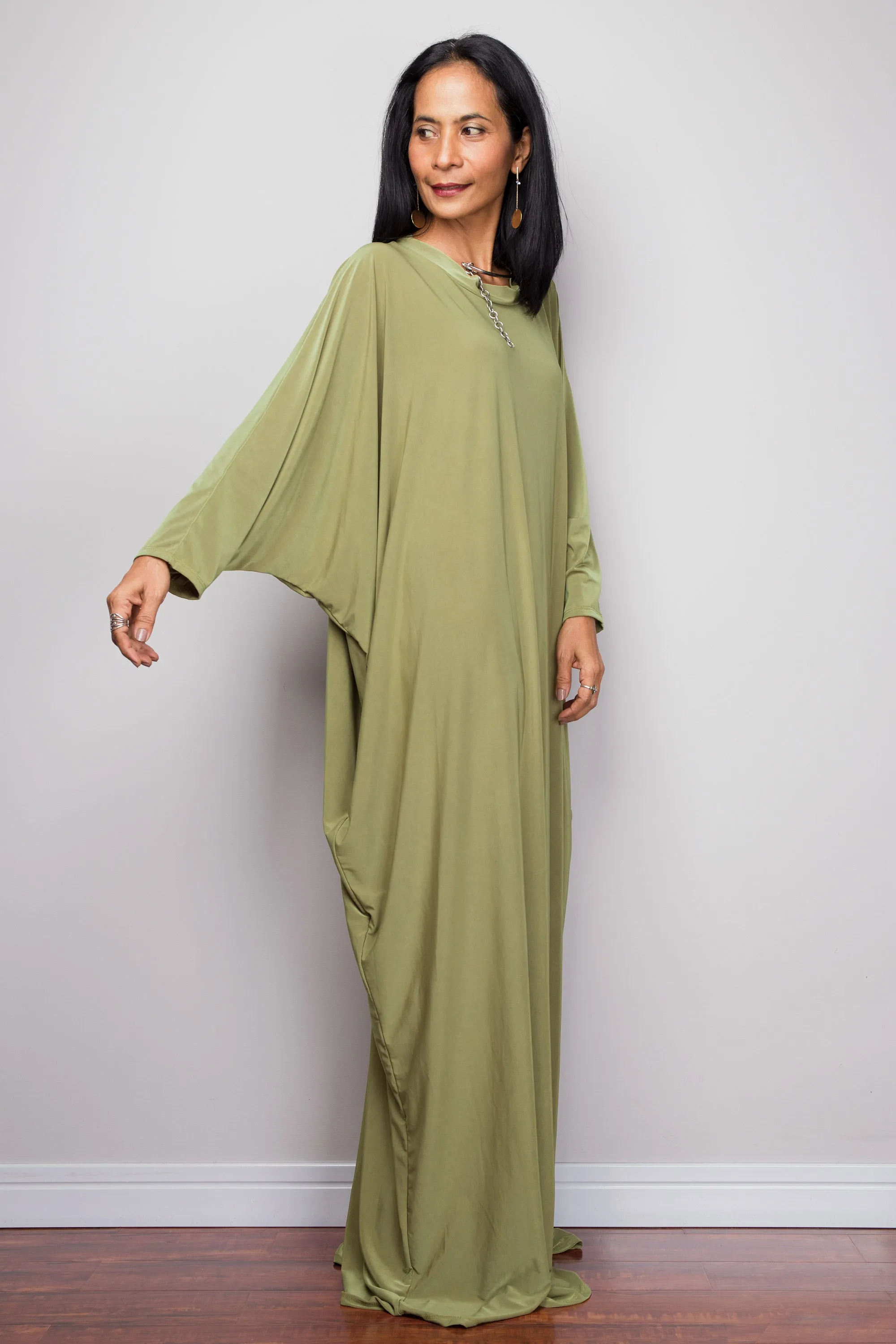 Olive Green Modest Kaftan Dress