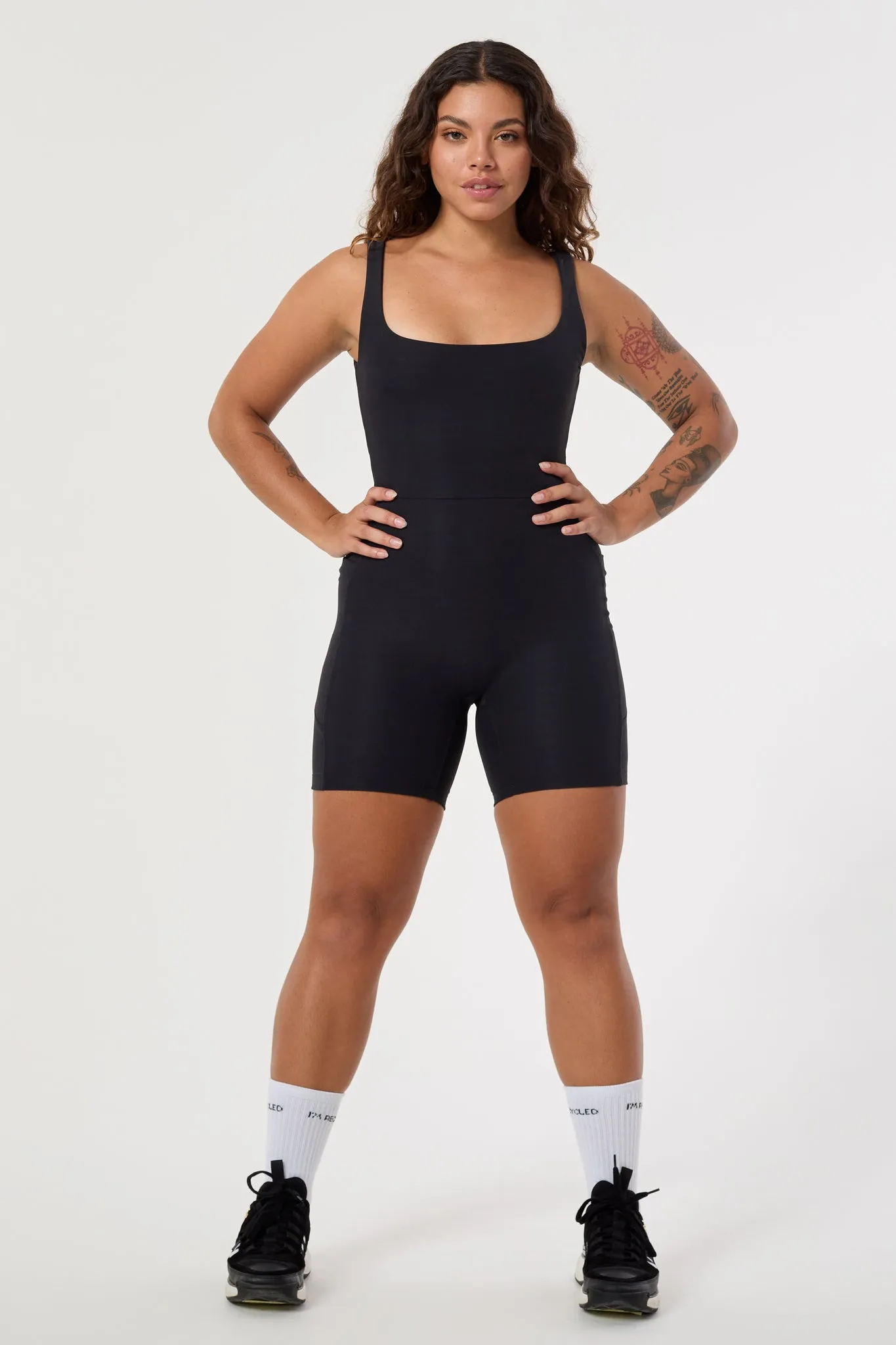 Olivia Low Back Onesie | Recycled Polyester | Black