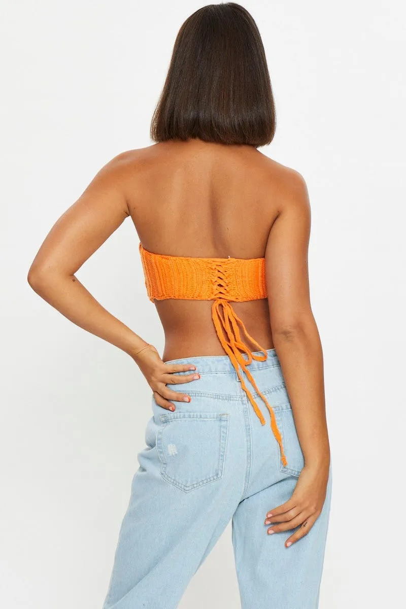 Orange Knit Scarf Top