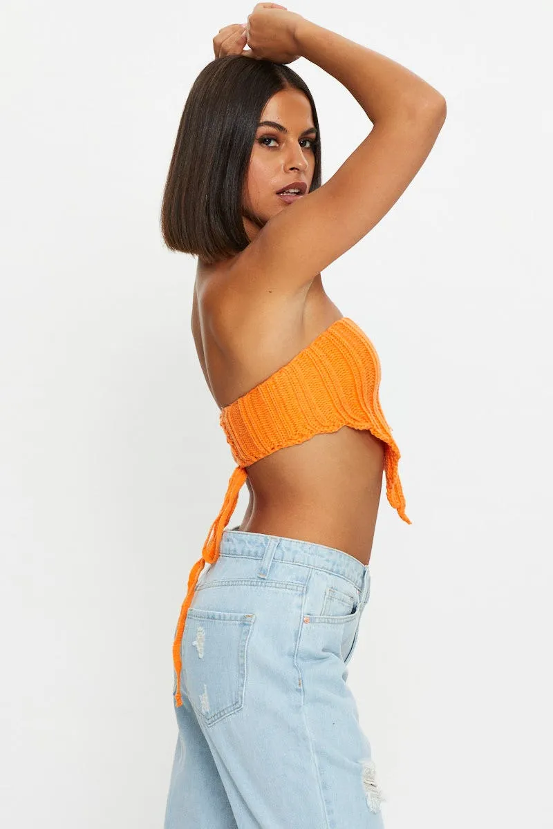 Orange Knit Scarf Top