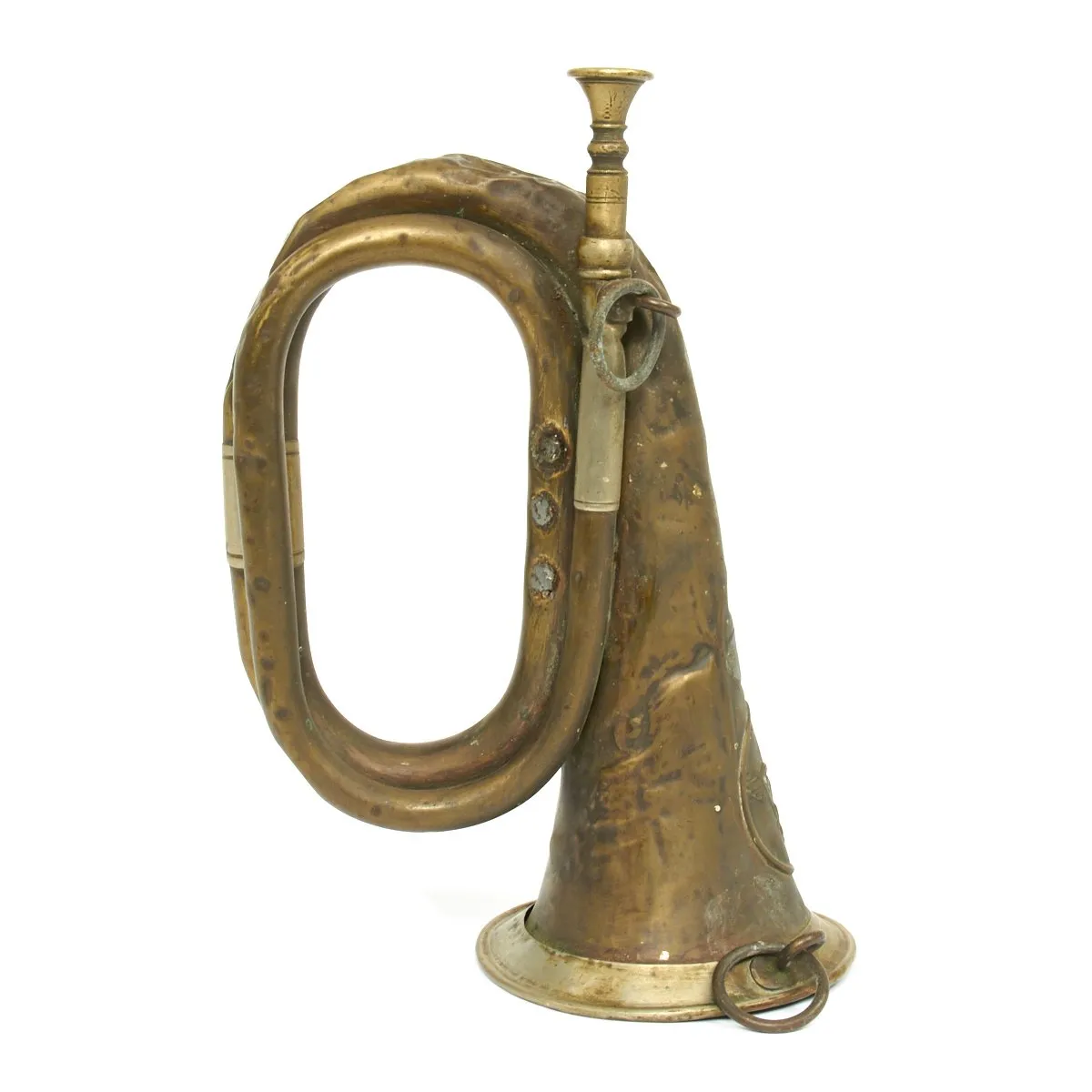 Original German WWI Military Bugle Bearing Prussian Crest by O.F. Miether - circa 1914