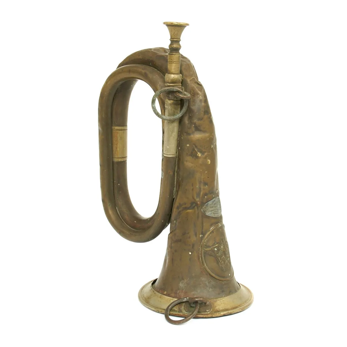 Original German WWI Military Bugle Bearing Prussian Crest by O.F. Miether - circa 1914