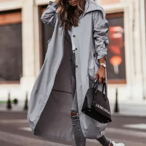 Personality casual lapel midi trench coat