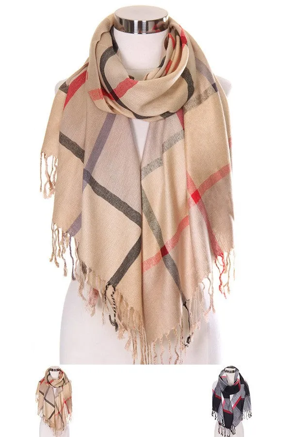 Plaid Oblong Scarf