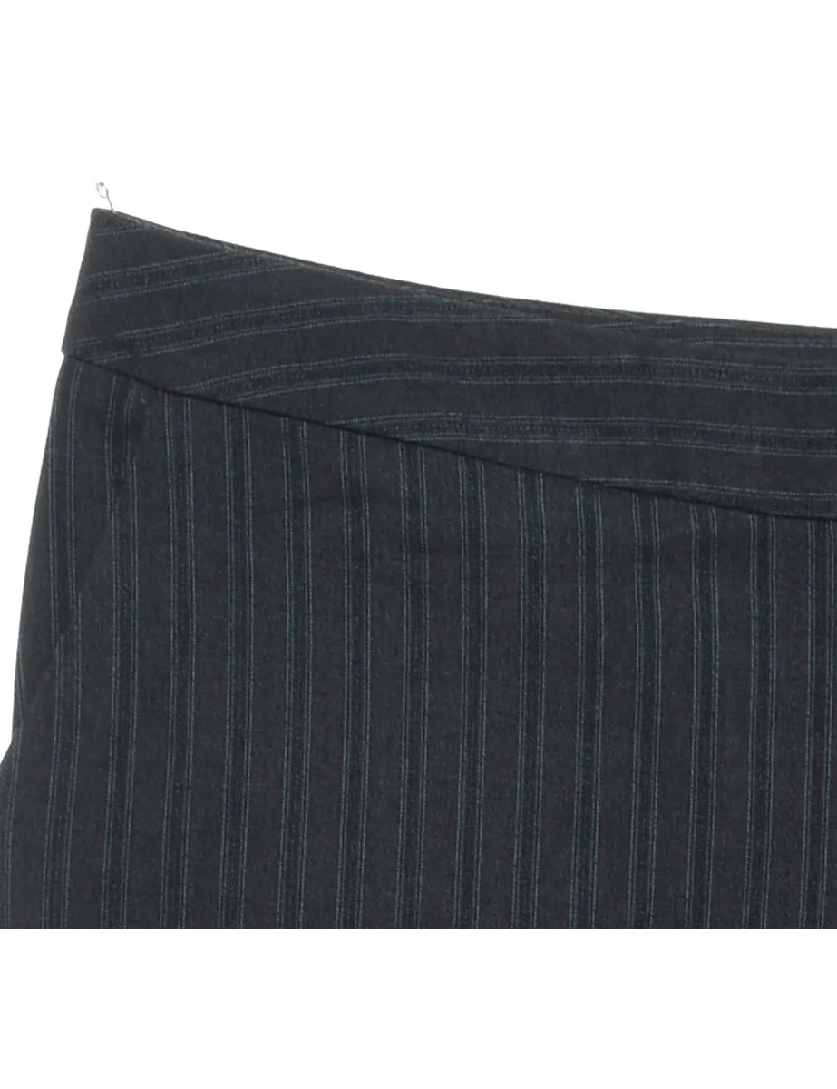 Plain Black Striped Trousers - W34 L31