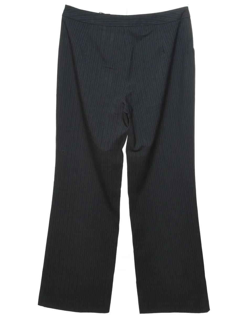 Plain Black Striped Trousers - W34 L31