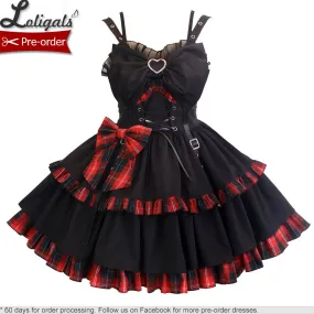 Pre-order ~ Punk Style Lolita JSK Dress Color Blocked Plaid Dress by Alice Girl