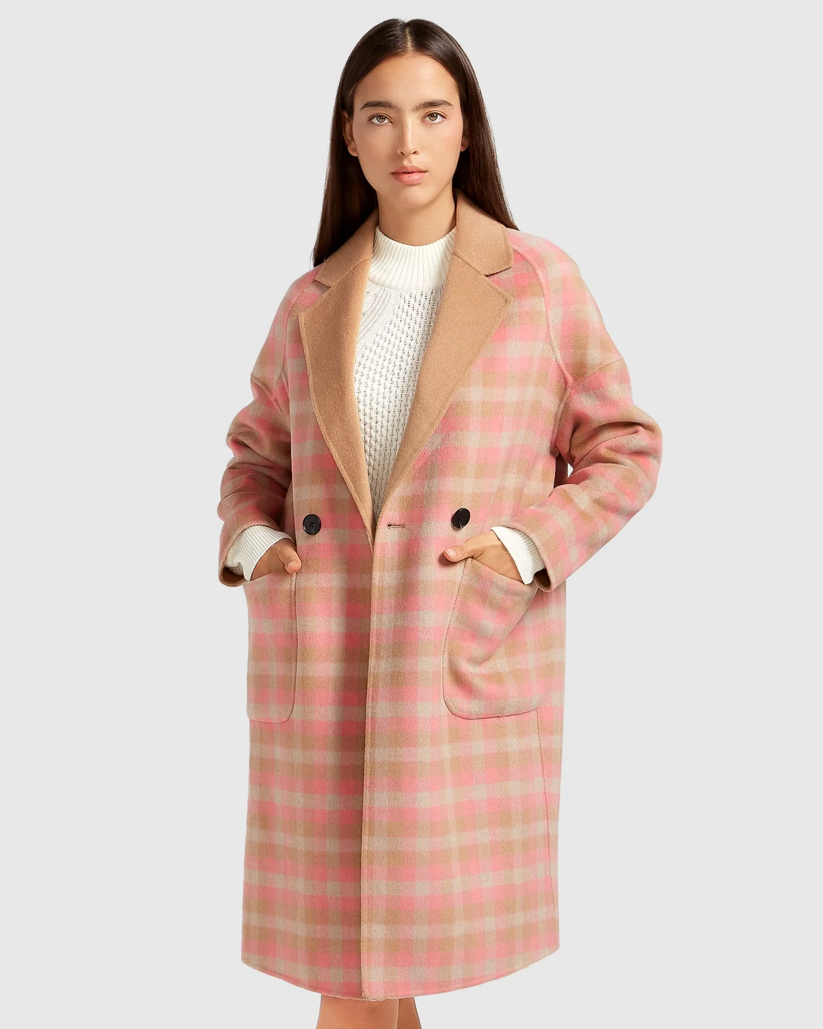 Publisher Double-Breasted Wool Blend Coat - Iced Vovo Check