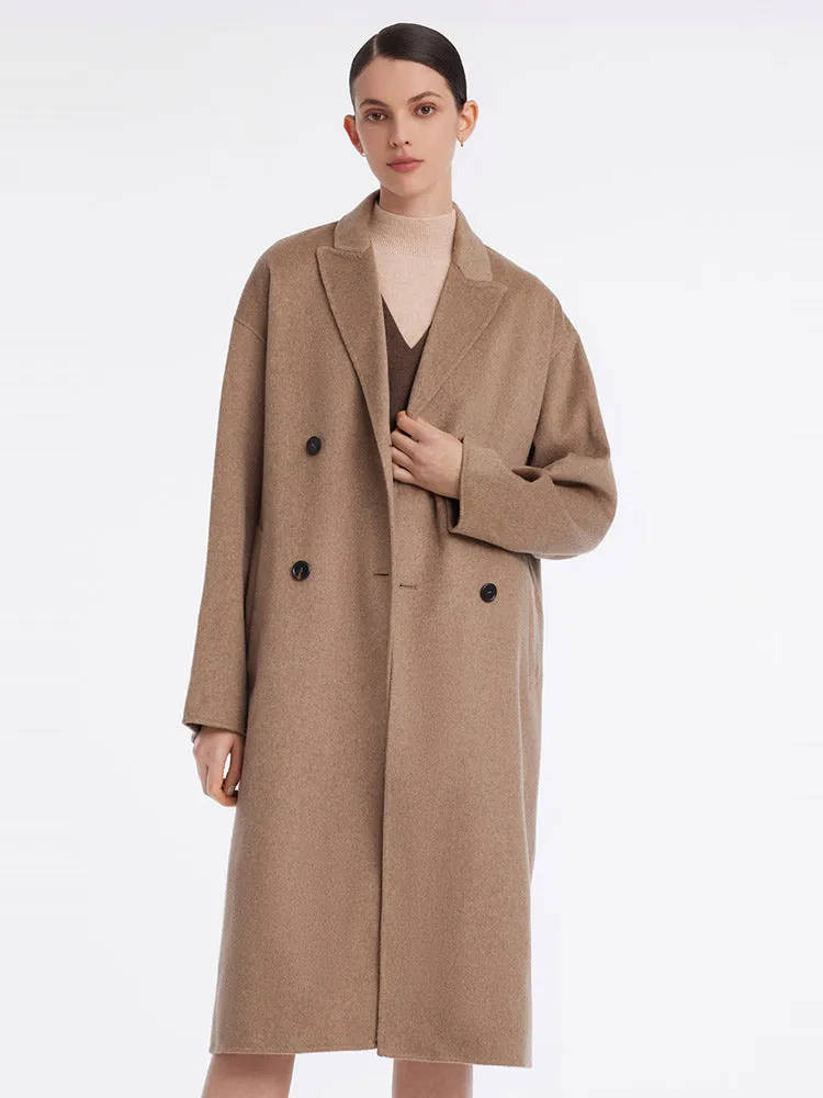 Pure Cashmere Double-Breasted Lapel Coat