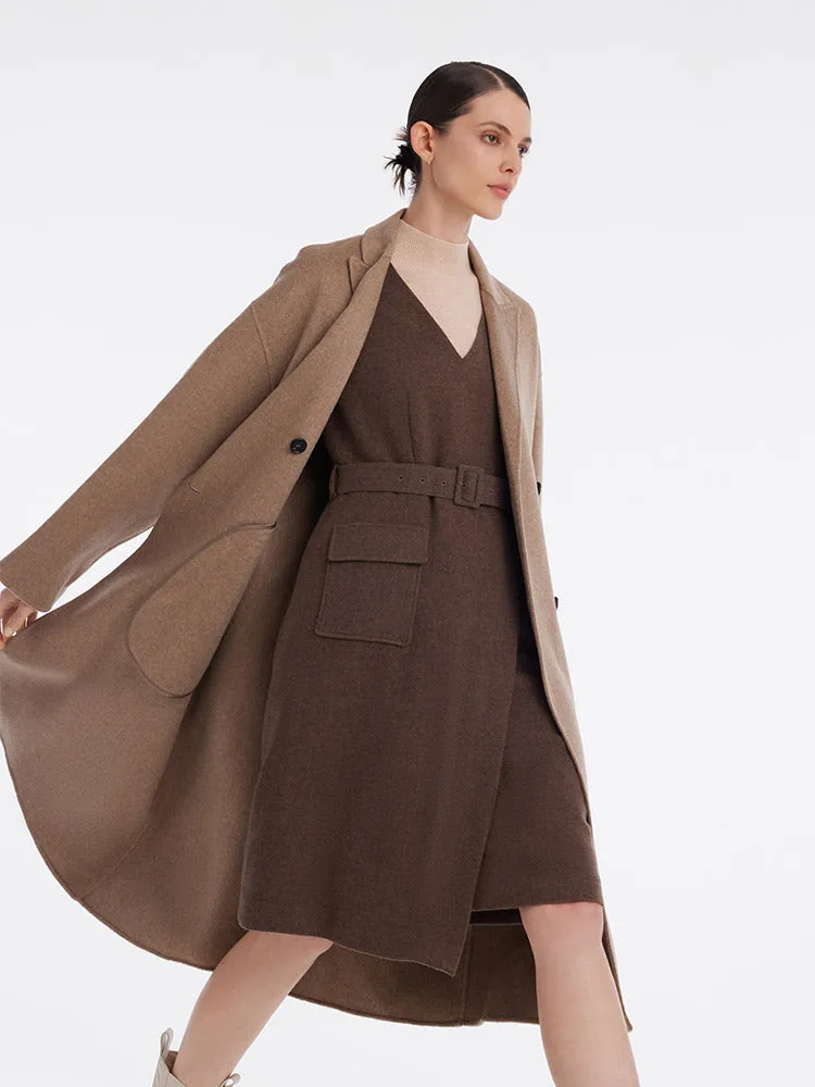 Pure Cashmere Double-Breasted Lapel Coat