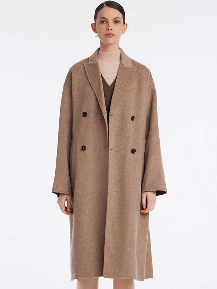 Pure Cashmere Double-Breasted Lapel Coat