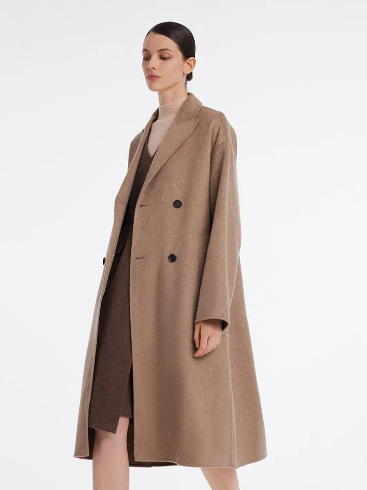 Pure Cashmere Double-Breasted Lapel Coat