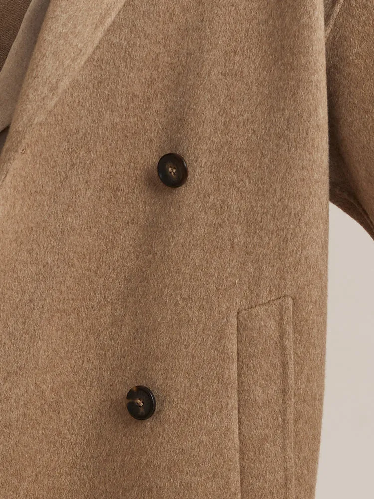 Pure Cashmere Double-Breasted Lapel Coat