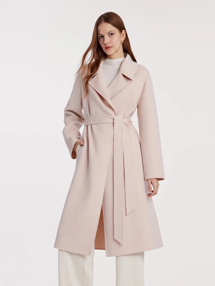 Pure Cashmere Double-Faced Women Coat With Belt