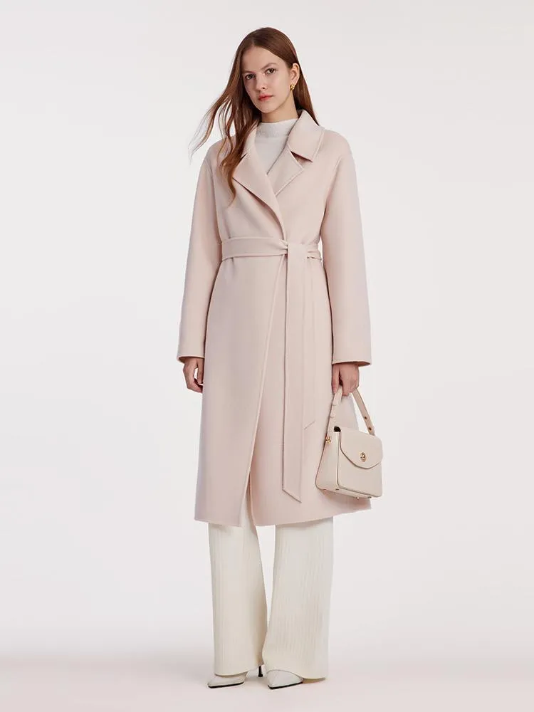 Pure Cashmere Double-Faced Women Coat With Belt