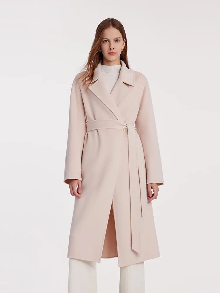 Pure Cashmere Double-Faced Women Coat With Belt