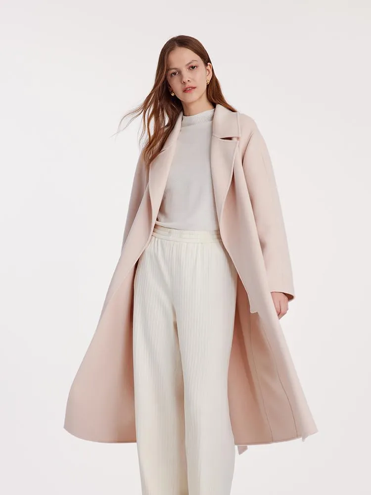 Pure Cashmere Double-Faced Women Coat With Belt