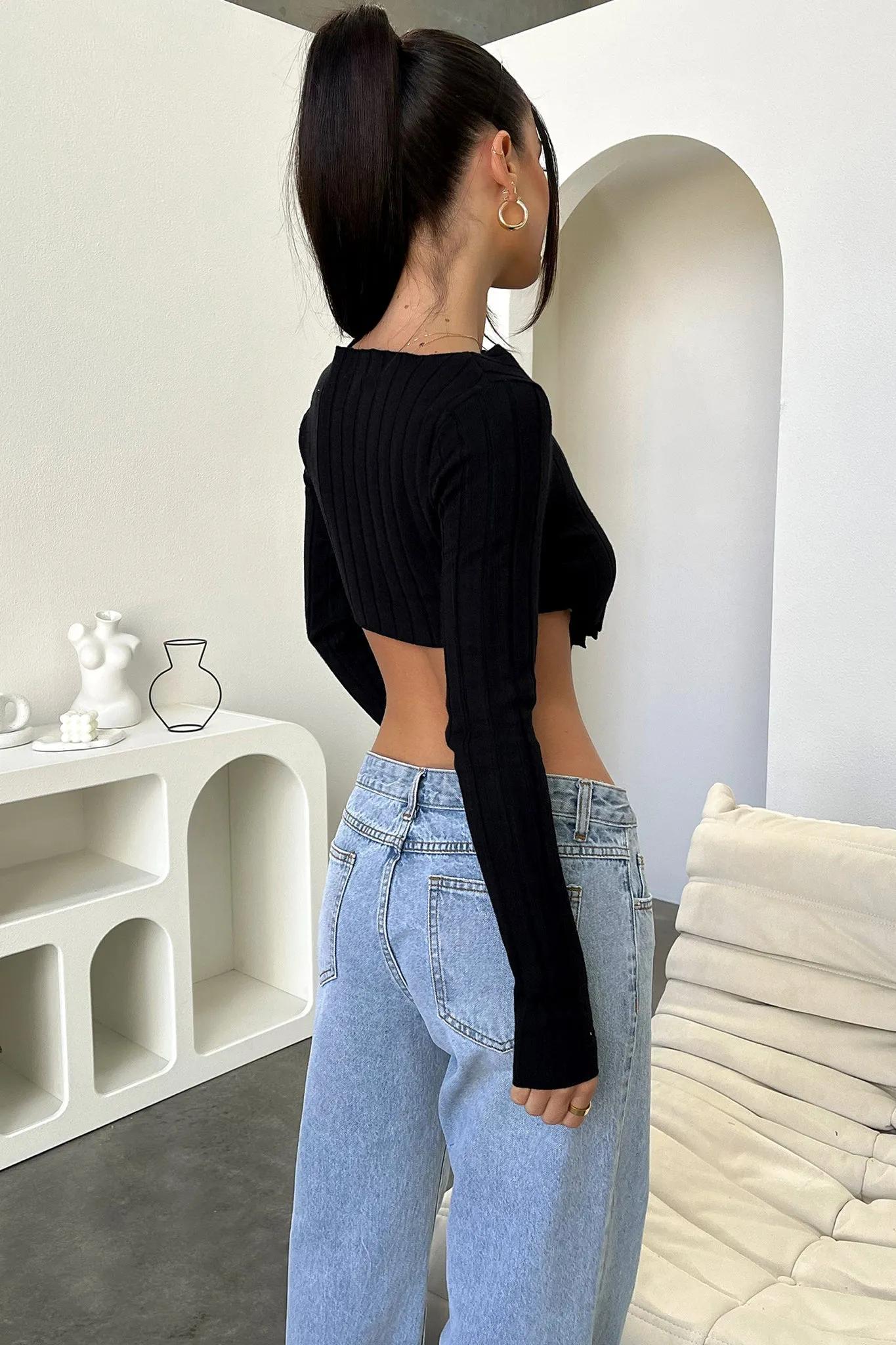 Reeva Long Sleeve Knit - Black