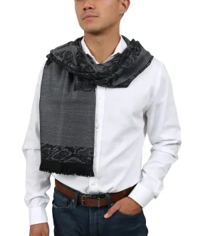 Roberto Cavalli ESZ066 05001 Grey Wool Blend Signature Mens Scarf