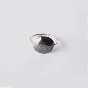 Romantic clam - ring - silver 925 - rainbow patina