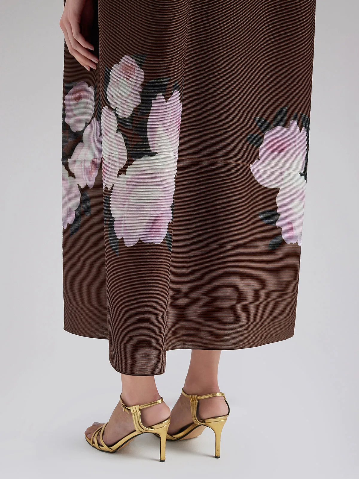 Romantic Floral Pleated Long Coat