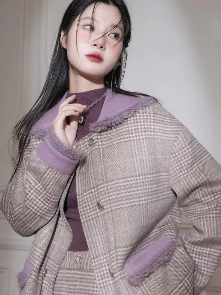 Romantic wool plaid suit【s0000005866】