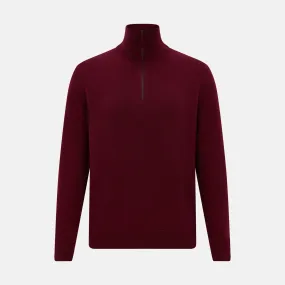 Ruby Red Half-Zip Cashmere Jumper