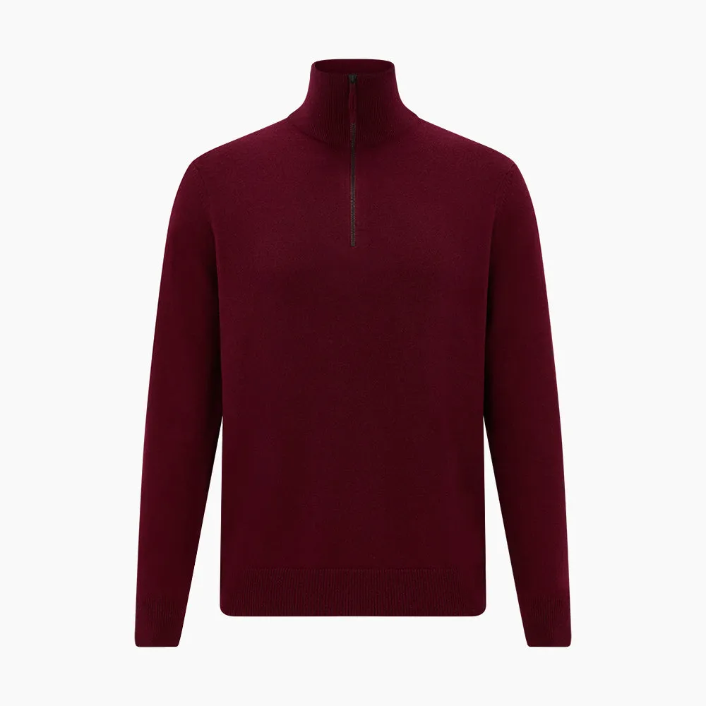 Ruby Red Half-Zip Cashmere Jumper