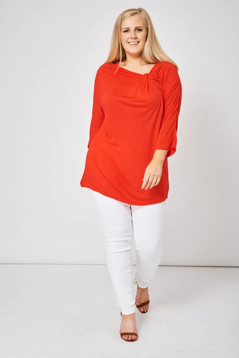 Ruched Front Top In Red