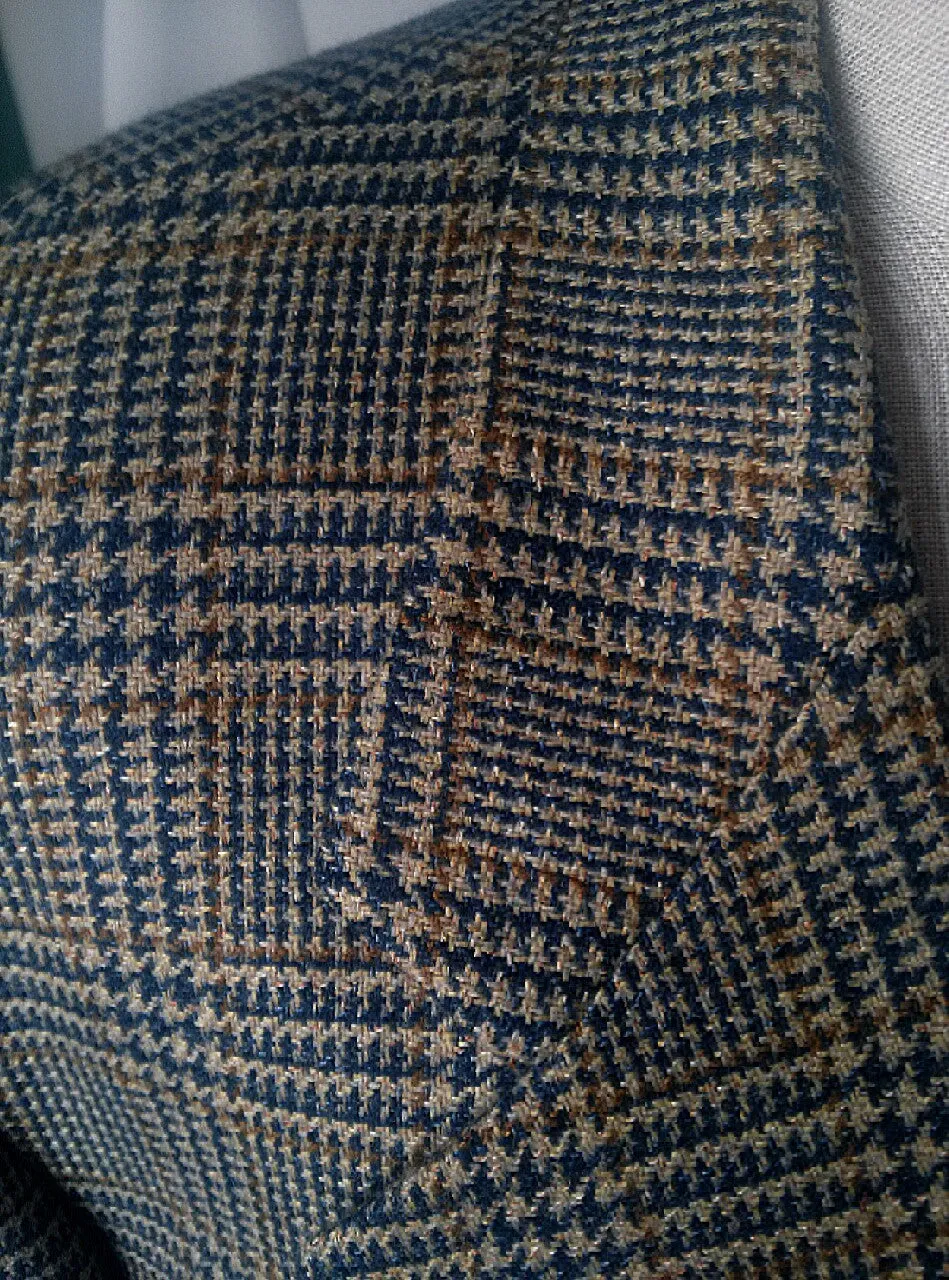 Samuelsohn 'Tailor's Choice'- Brown/Blue Plaid Cashmere/Silk Sport Coat- size 46L