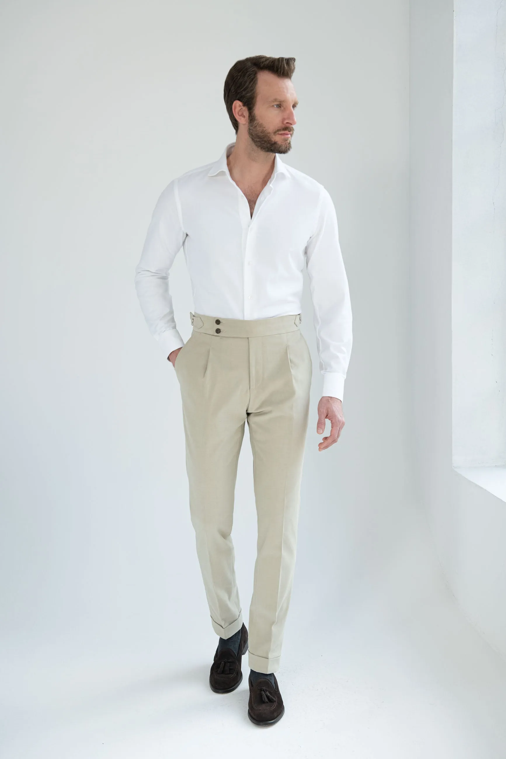 Sand cotton Soragna trousers - Made in Italy