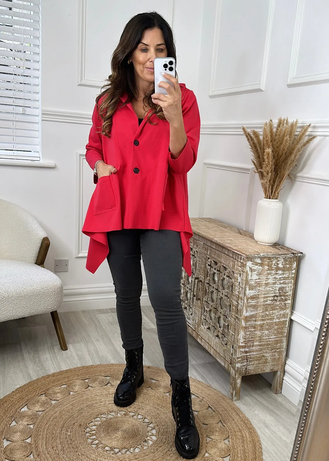 Sasha Red Drape Cardigan