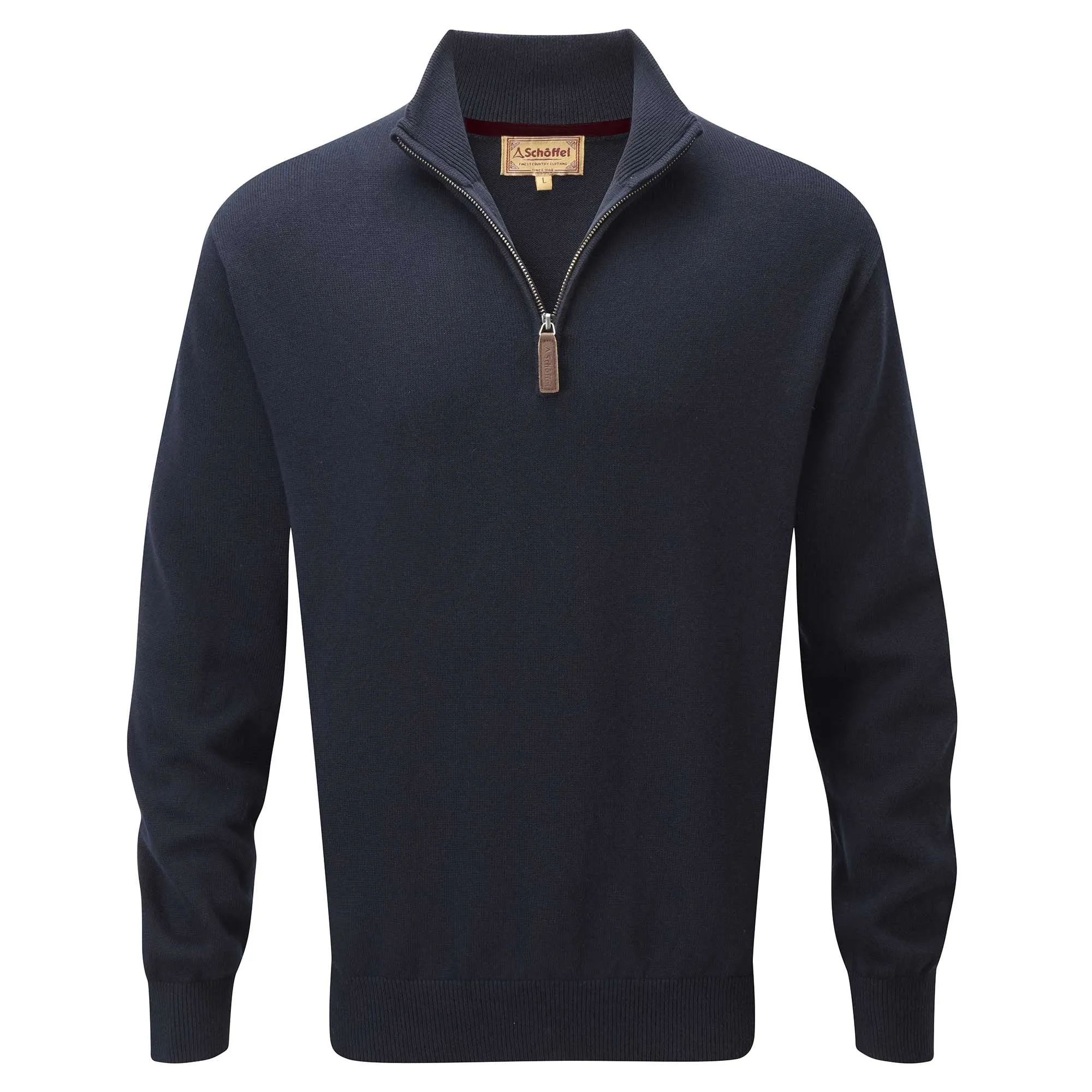 Schoffel Mens Cotton Cashmere 1/4 Zip Jumper