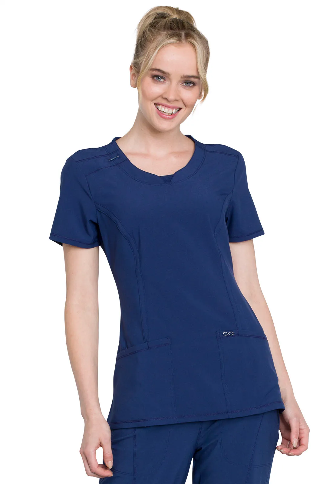 Scrub Top - Cherokee Infinity Women's Round Neck Top - Navy, 2624A