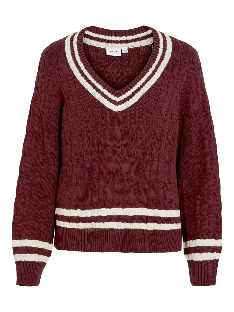 Senna V-Neck Jumper (Cabernet/Birch)