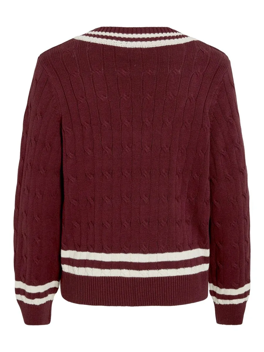 Senna V-Neck Jumper (Cabernet/Birch)