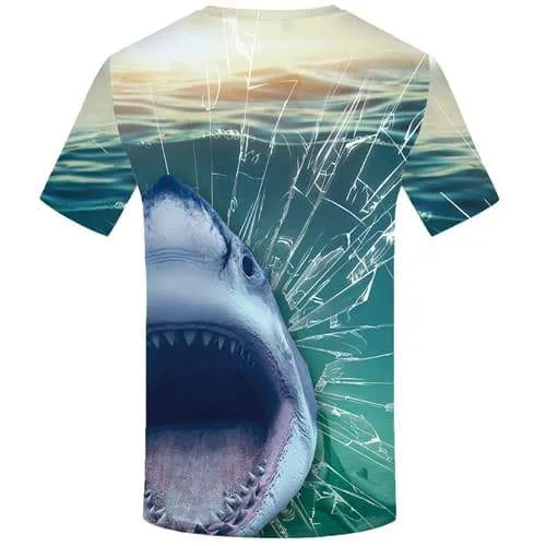 Shark T-shirt Men Animal Tshirts Casual Ocean Tshirts Cool Harajuku T-shirts 3d War Shirt Print Short Sleeve Hip hop Men Digital