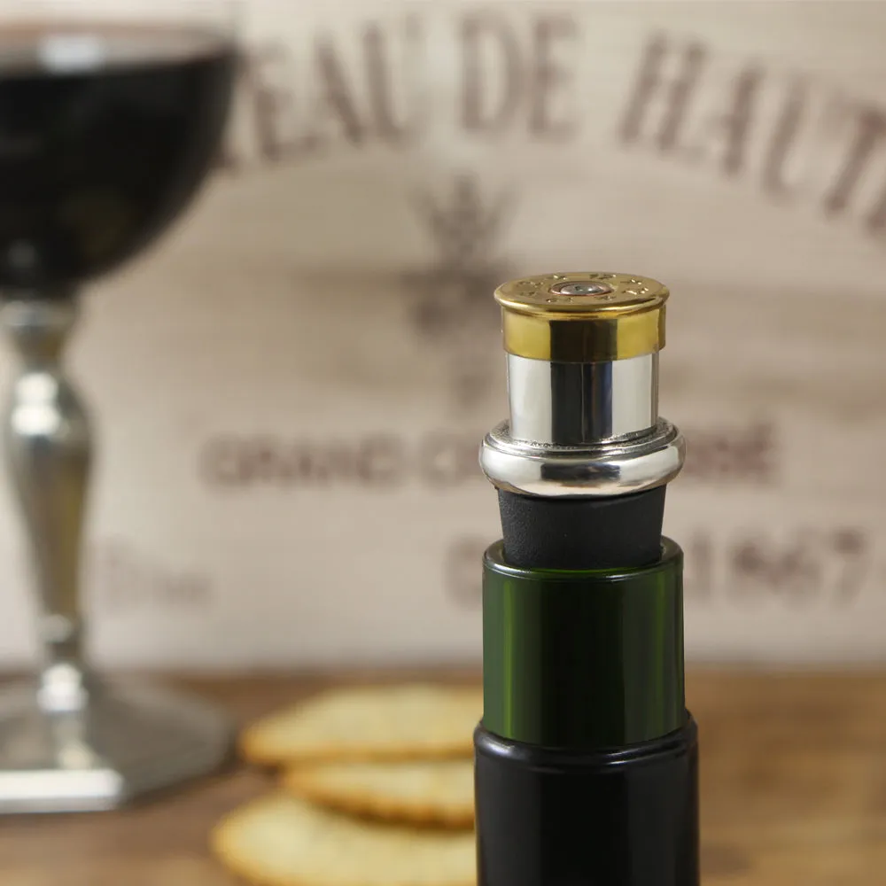 Shotgun Cartridge Pewter Wine Bottle Stopper