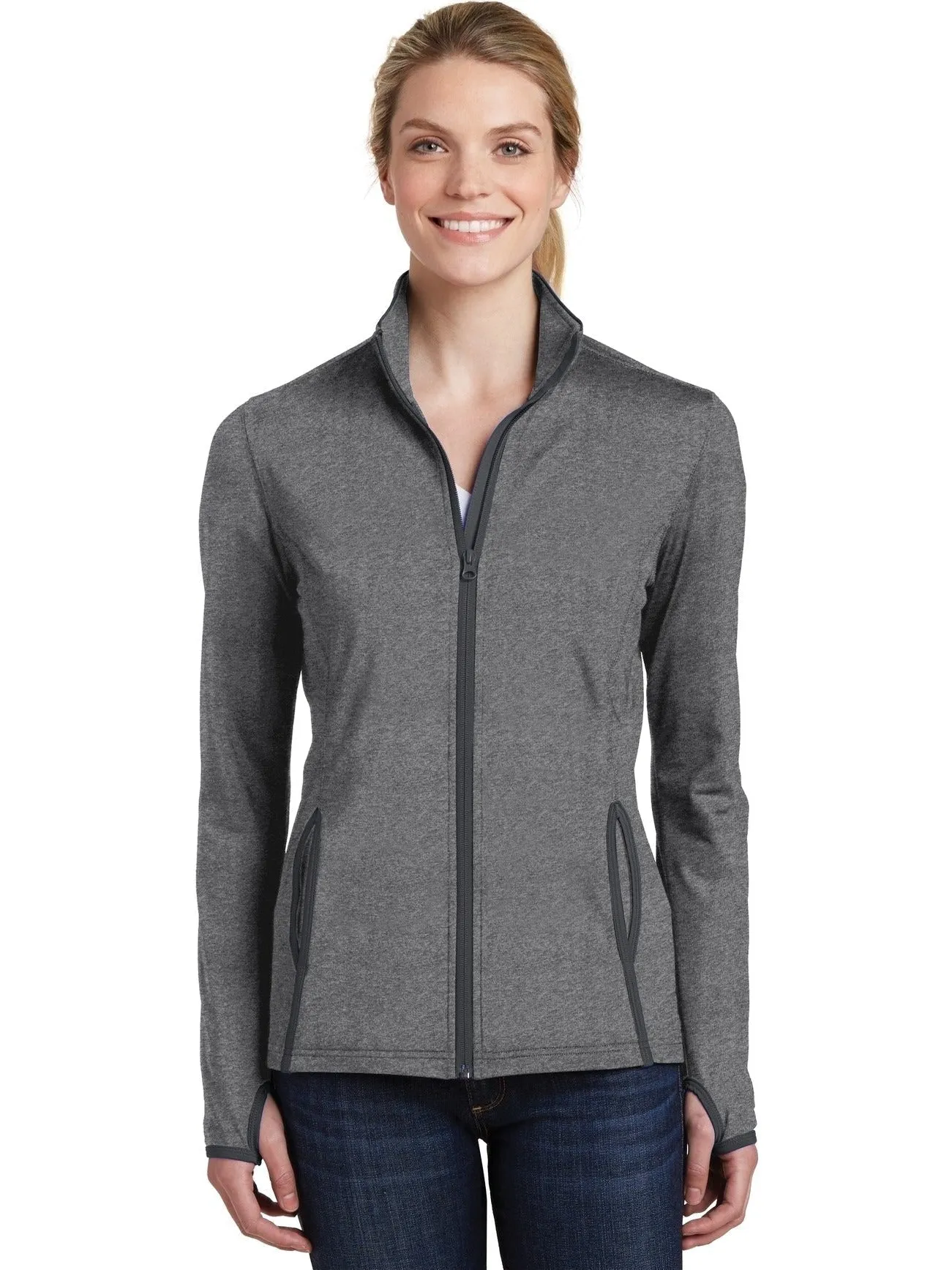 Sport-Tek Ladies Sport-Wick Stretch Contrast Full-Zip Jacket