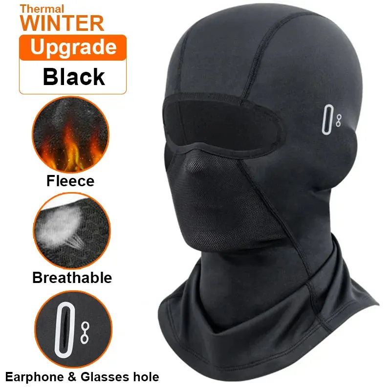 Sports Winter Thermal Cycling Face Mask Balaclava Head Cover Ski Bicycle Motocycle Windproof Soft Warm MTB Bike Hat Headwear